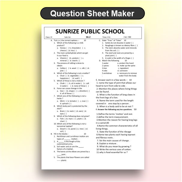 Exam Sheet Maker