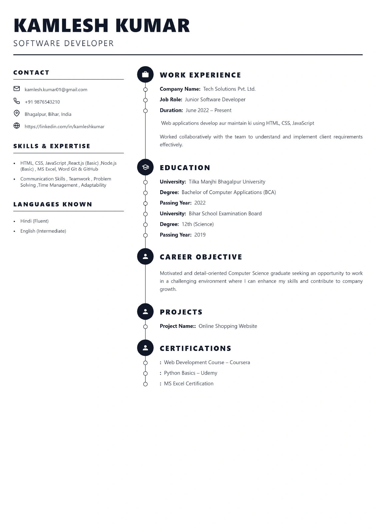 Career Path Resume Preview