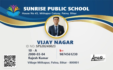 Centered Photo Identity Card Full Details Format Design for PVC Print